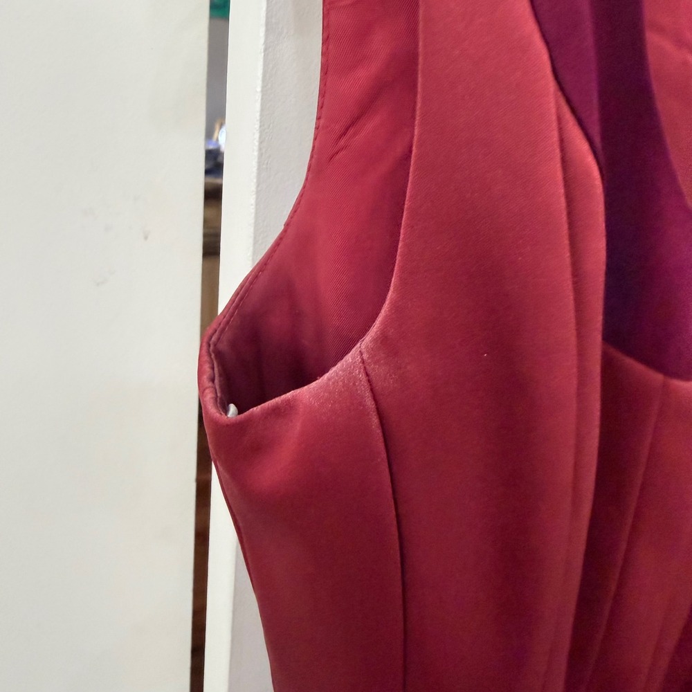 Kay Unger Cocktail Dress Size 6 Burgundy Plum Silk Trim Sequin Colorblock - Picture 4 of 6